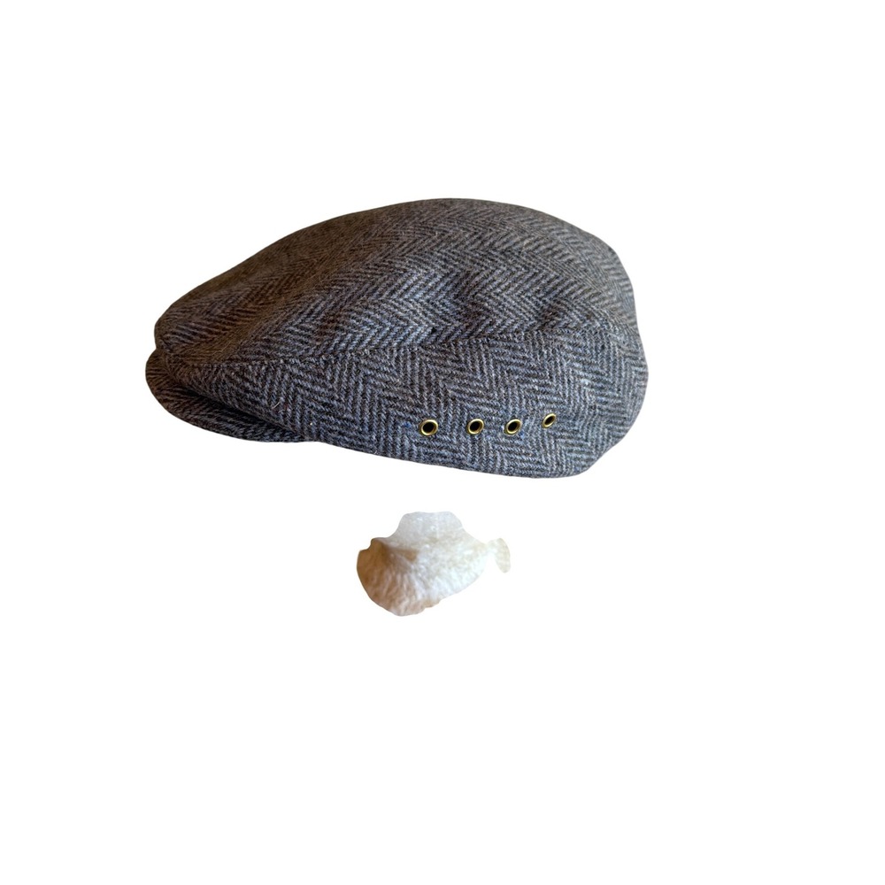 Belmar Flat Cap Grey Herringbone Newsboy Ivy Hat Vintage Made in USA Mens